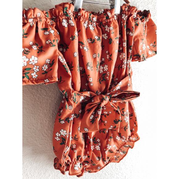 New Darling Floaty Floral Off Shoulder Romper Playsuit 18-24mths - Picture 3 of 4